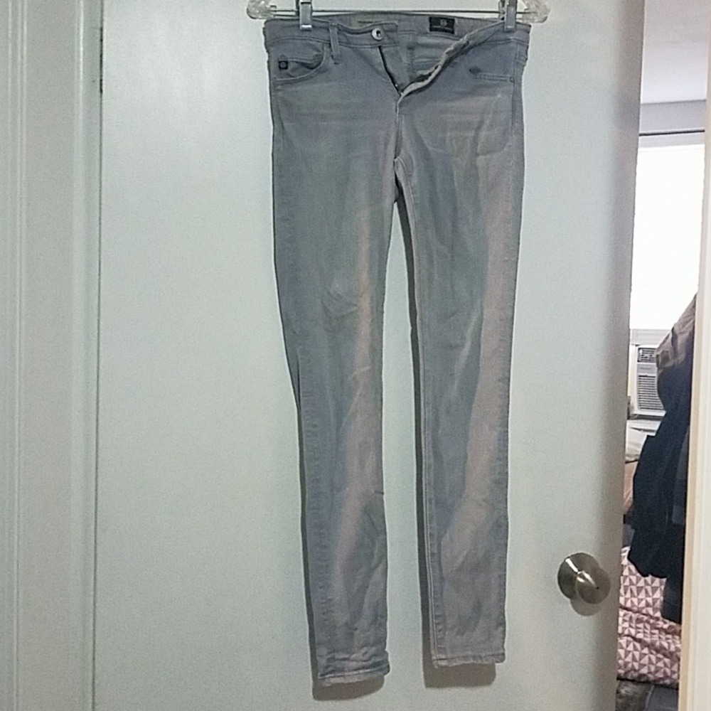 Light gray super skinny ankle Ag jeans
